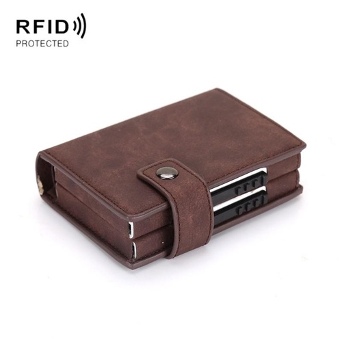 Secure Dual Card Wallet with Rfid Blocking - Mad Horse Matte Brown - Main Image