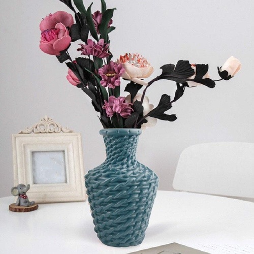 Versatile Plastic Vase for Fresh and Dried Floral Arrangements - Blue - Main Image