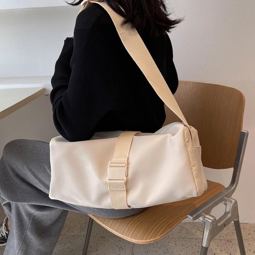 Travel & Fitness Crossbody Bag - Waterproof Nylon - Beige - Main Image