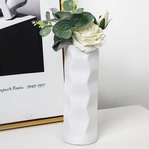 Wave Drop-proof Imitation Porcelain Vase - Simple Home Decor - White - Main Image