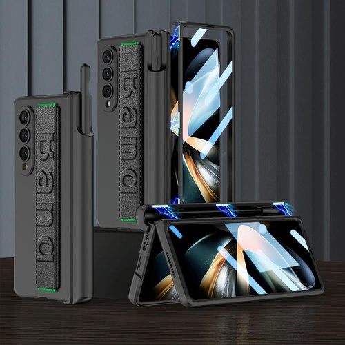 Samsung Galaxy z Fold 4 Shockproof Magnetic Fold Case with Wrist Strap - Black - Main Image