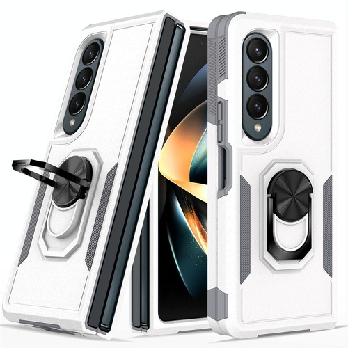 Galaxy z Fold 4 Tpu Shockproof Case with Ring - 2 in 1 Design - Silver - Main Image