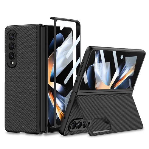Foldable Leather Case with Stand for Samsung Galaxy z Fold 4 - Ultra Thin - Carbon Fiber - Main Image