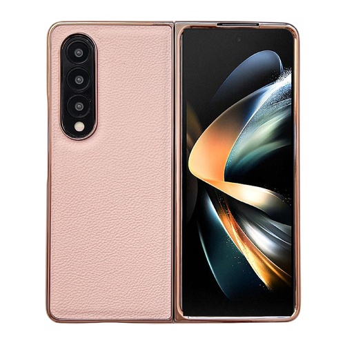 Skyline Series Nano Electroplating Pu Case for Samsung Galaxy z Fold 4 - Pink Gold - Main Image