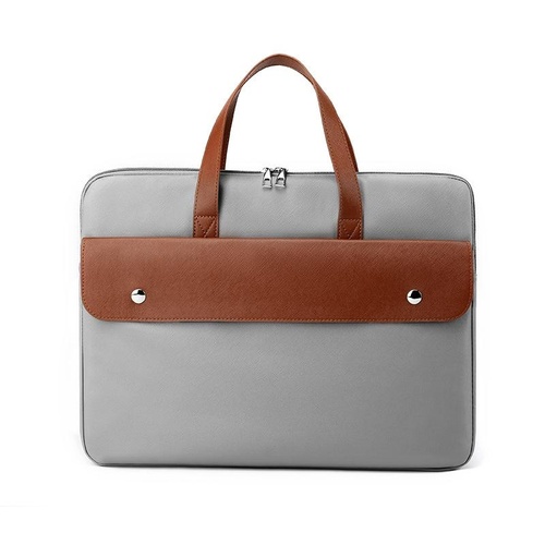 Stylish Pu Leather Laptop Bag - Briefcase Cover - Grey - 14 Inch - Main Image
