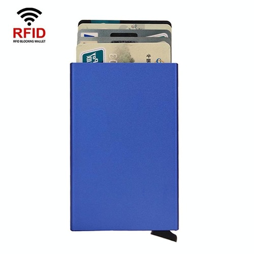 Metal Rfid Card Holder Wallet - Compact Design - Blue - Main Image