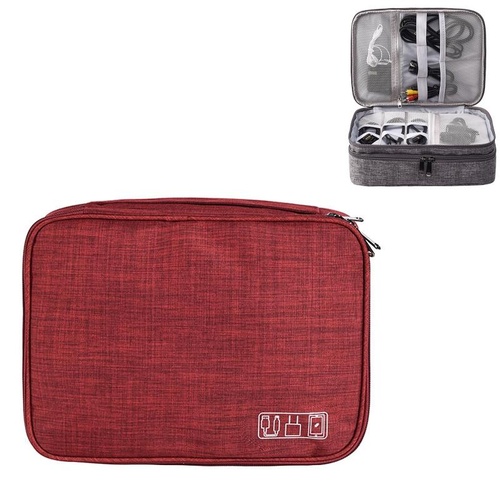 5-inch Digital Earphone Storage Bag - Multifunctional - Wine Red - Main Image