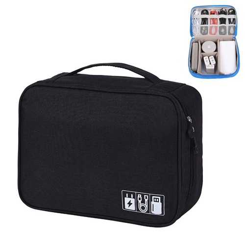Versatile Cationic Digital Storage Bag for Data Cables - Black - Main Image