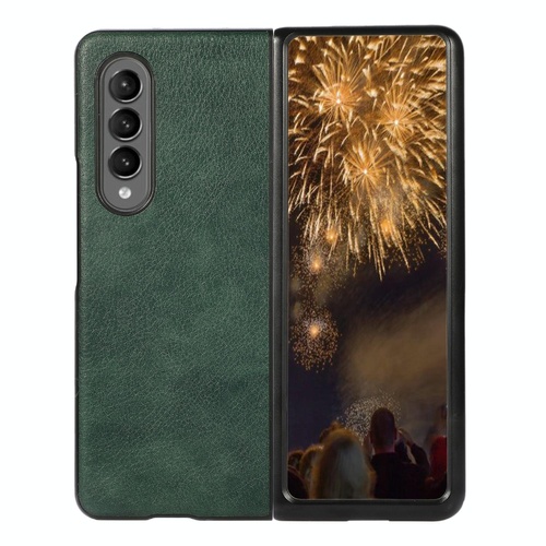 Two Tone Litchi Pu Case for Samsung Galaxy z Fold 4 - Slim & Stylish - Green - Main Image