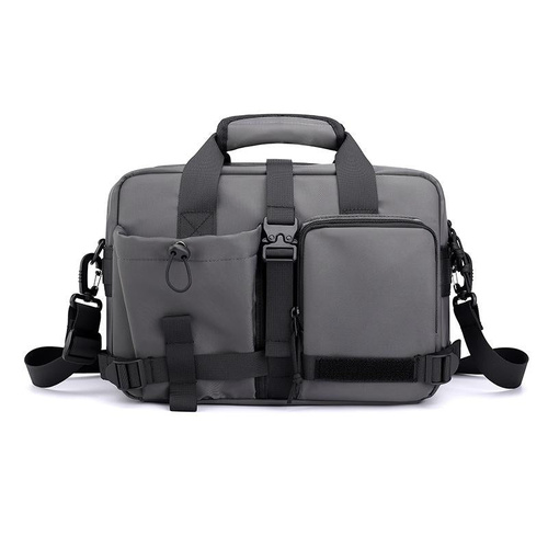 Large Capacity Men Shoulder Messenger Bag Fits Laptops Multi Functional - Grey - Main Image
