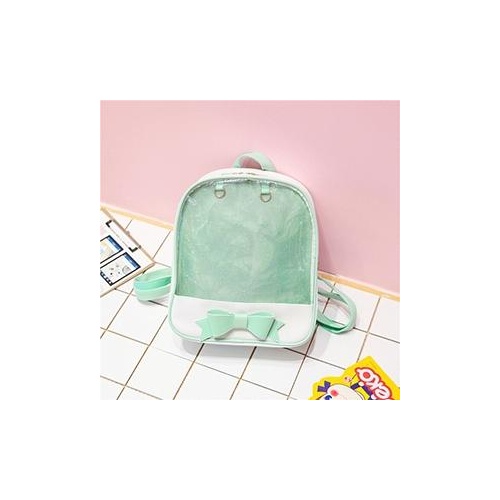 Mini Clear Kids Backpack with Bow - Perfect for School - Green - Main Image
