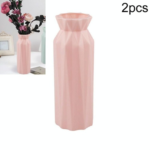 2-pack Plastic Round Vases - Simple Anti-fall Home Decor Ornaments - Pink - Main Image