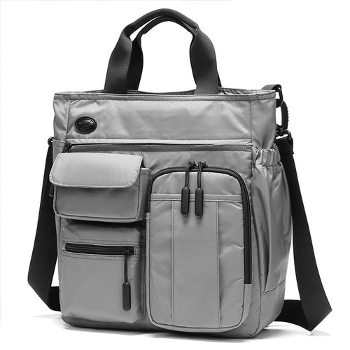 Multi Compartment Laptop Handbag Lightweight Large Capacity Messenger Bag - Grey - Main Image