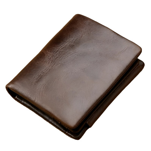 Multi-functional Oil Wax Leather Rfid Wallet - Coffee - Main Image
