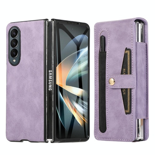 Leather Folding Phone Case for Samsung Galaxy z Fold 4 - Purple - Main Image