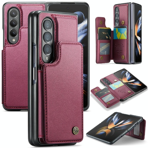 Leather Rfid Phone Case for Samsung Galaxy z Fold 4 5g - Wine Red - Main Image