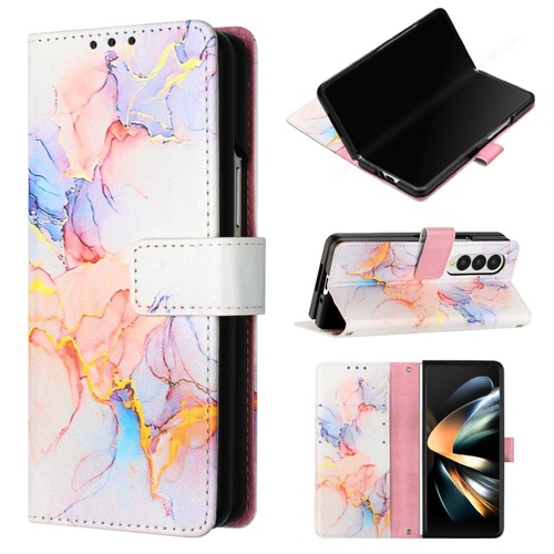 Marble Leather Flip Case for Samsung Galaxy z Fold 4 - Galaxy Marble White Ls004 - Main Image