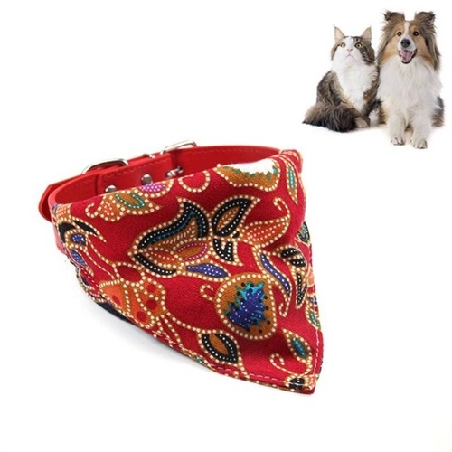 Cotton Pet Bib Cat Headband Dog Saliva Towel - Size S - Red - Main Image