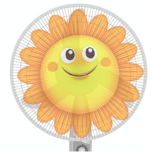 18-inch Cartoon Children's Electric Fan with All-inclusive Mesh Protection Net and Anti-pinch Hand Cover - Sun Flower - Main Image
