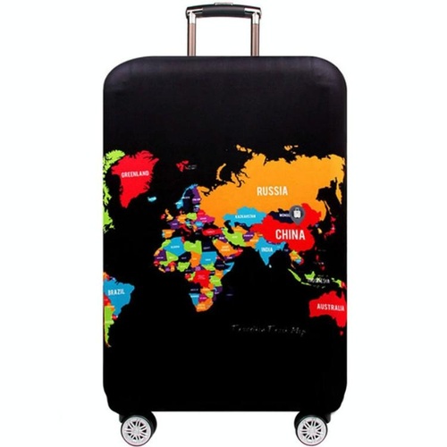 Protective Elastic Suitcase Cover - Fits 26-28 Inch Luggage - Dustproof & Scratch-proof - English Map - Main Image