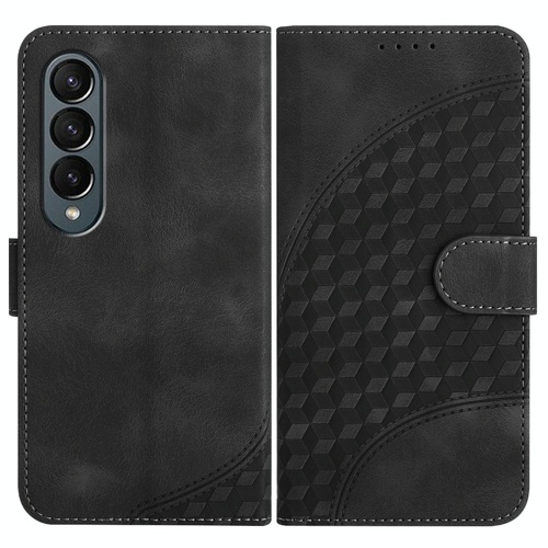 Embossed Elephant Head Phone Case for Samsung Galaxy z Fold 4 5g with Lanyard - Black - Main Image