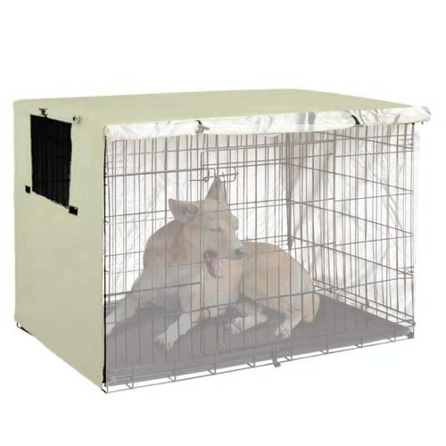 Outdoor Pet Cage Cover - Oxford Cloth Dustproof Rainproof Sunscreen - 124.5x79x84cm - Beige - Main Image