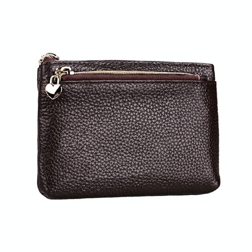Spacious Litchi Texture Rfid Hand Wallet - Coffee - Main Image
