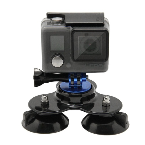 Universal Suction Cup Mount for Action Cameras with Tripod and Handle - Dark Blue - Main Image