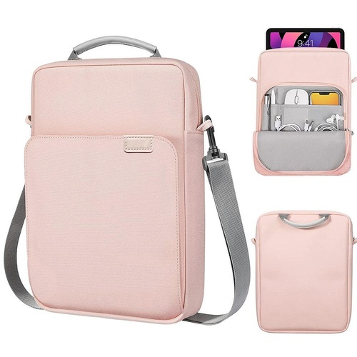 13 Inch Vertical Laptop Bag - Handheld Shoulder Crossbody - Pink - Main Image