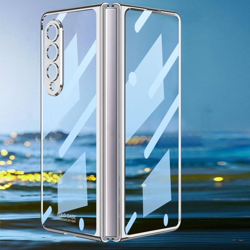 Full Coverage Electroplated Glass Case for Samsung Galaxy z Fold 4 - Silver - Main Image