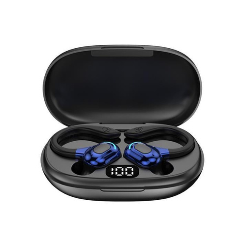 Wireless Bluetooth Earphones with Charging Case - F8 - Blue Double Ear - Main Image