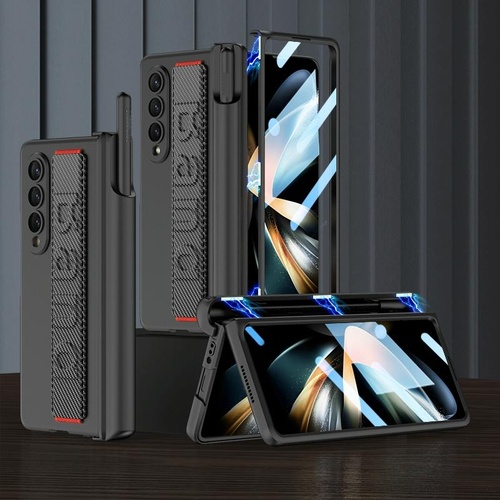Samsung Galaxy z Fold 4 Shockproof Magnetic Fold Case with Wrist Strap - Carbon Fibre - Main Image