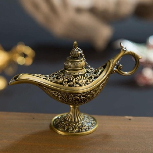 Metal Aladdin Magic Lamp Aromatherapy Home Decor Gift - Bronze - Main Image