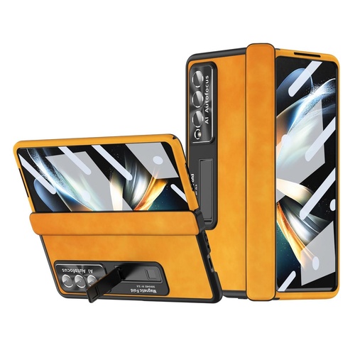 Magnetic Phone Case for Samsung Galaxy z Fold 4 - Napa Pattern - Lemon Yellow - Main Image