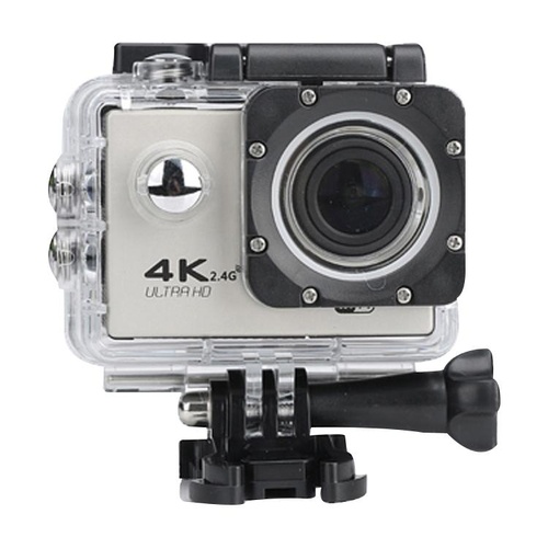 Waterproof 4k Action Camera for Cycling and Diving - Silver Grey - Main Image