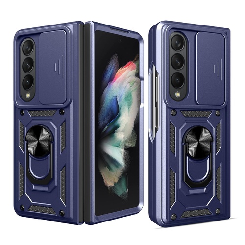 Samsung Galaxy z Fold 4 Tpu Pc Case with Sliding Camera Cover - Blue - Main Image