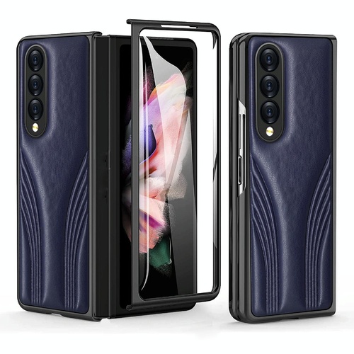 Embossed Folding Case for Samsung Galaxy z Fold 4 - Blue - Main Image