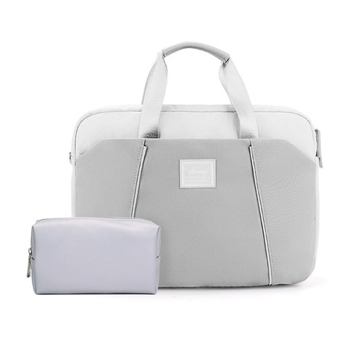 Computer Handheld Messenger Bag for Apple Macbook / Huawei / Xiaomi / Basne - Ladder Hand Gray + Gray Pu Power Package - Main Image