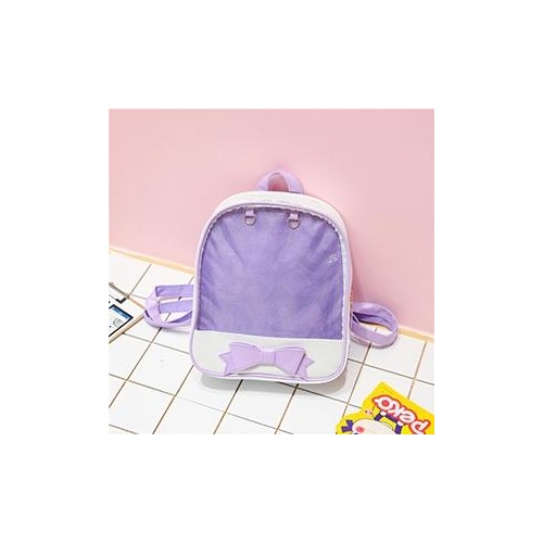 Mini Clear Kids Backpack with Bow - Perfect for School - Purple - Main Image