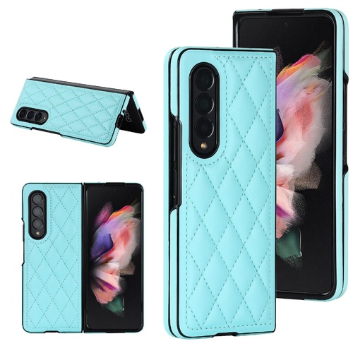 Foldable Microfiber Phone Case for Samsung Galaxy z Fold 4 - Rhombic Design - Blue - Main Image