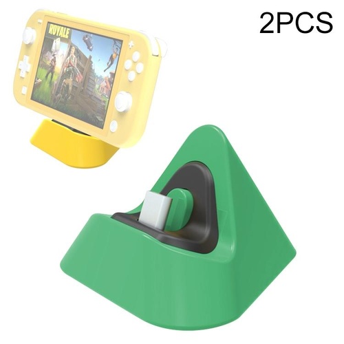 2-pack Portable Triangle Charger for Nintendo Switch / Lite - Dynamic Green - Main Image