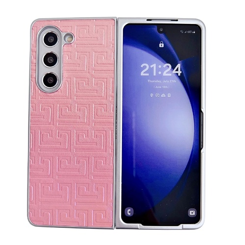 Geometric Gradient Leather Phone Case for Samsung Galaxy z Fold 4 5g - Pearlescent Finish - Pink - Main Image