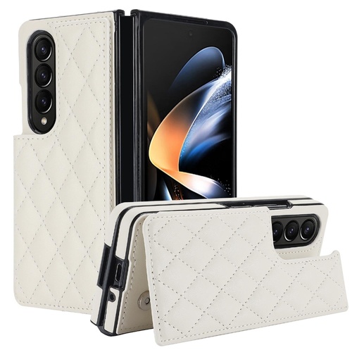 Foldable Full Coverage Double Buckle Pu Phone Case for Samsung Galaxy z Fold 4 - White - Main Image