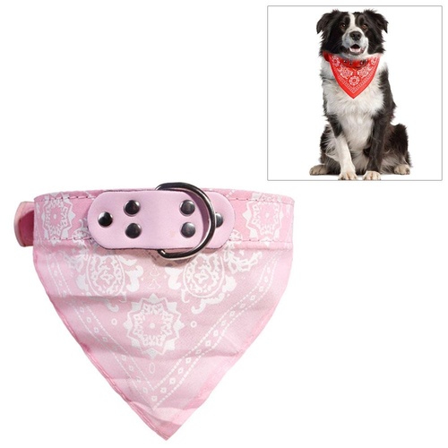 Adjustable Dog Bandana Leather Printed Soft Scarf Collar Neckerchief For Puppy Pet - Size M - Pink - Main Image