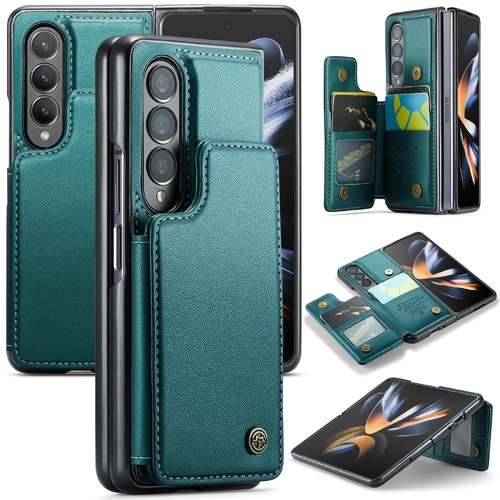Leather Rfid Phone Case for Samsung Galaxy z Fold 4 5g - Blue Green - Main Image