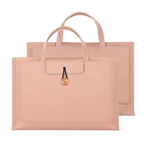 Waterproof Elastic Button Laptop Handbag - Pu Material - Rose Pink - 15.4/16 Inch - Main Image