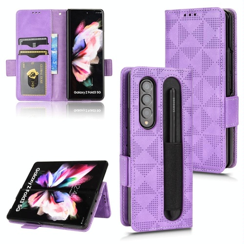 Symmetrical Leather Triangle Phone Case for Samsung Galaxy z Fold 4 - Purple - Main Image