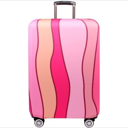 Protective Elastic Luggage Covers - 25-28 Inch - Resistant to Abrasion and Dust - Pink Ripple - Main Image
