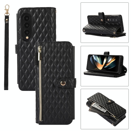 Foldable Diamond Lattice Phone Case for Samsung Galaxy z Fold 4 - Black - Main Image