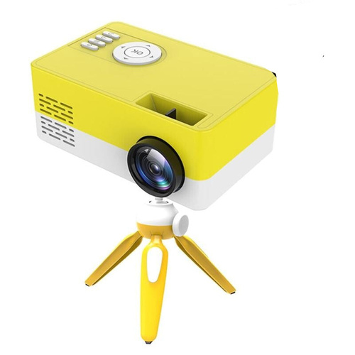 Mini Led Projector With Tripod Mount - Supports Av / Hdmi / Usb / Tf - 1080P Hd - Yellow White - Main Image
